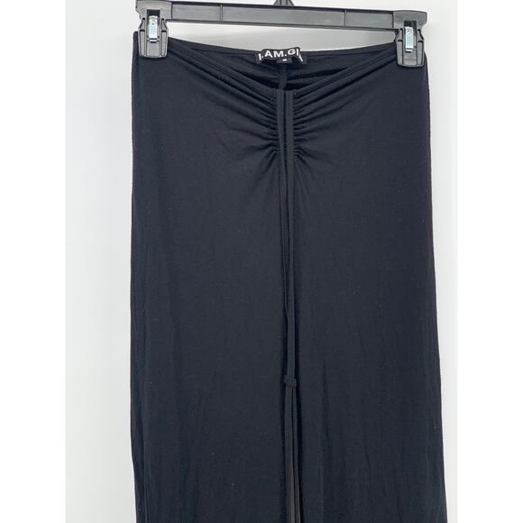 I.AM.GIA Women's Black Ruched Drawstring Relaxed-Fit Wide-Leg Pull-On Pant SZ S - Picture 3 of 10